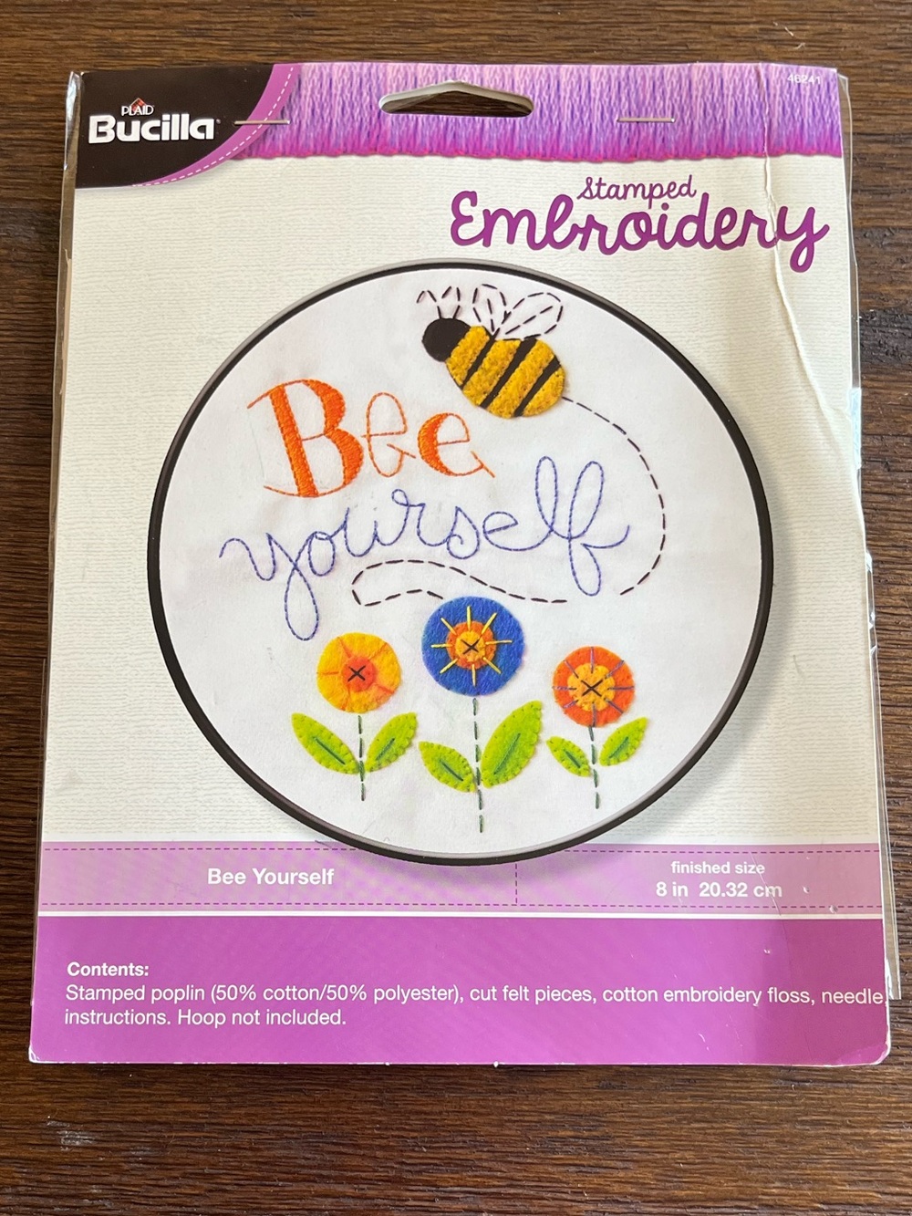 Bucilla Stamped Embroidery Kit | Bee Yourself | Floral | Vintage | NEW